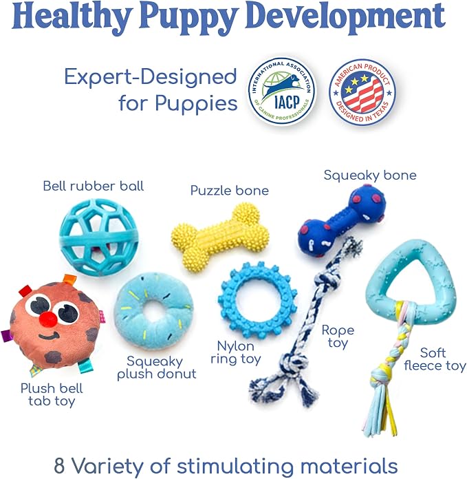 Race&Herd 19.5" Puppy Play Gym — Small Dog Jungle Activity Mat (Ocean) | Dog Play Mat with 8 Bungee Straps, Interactive Puppy Active Toys — Indoor Enrichment Playground Set
