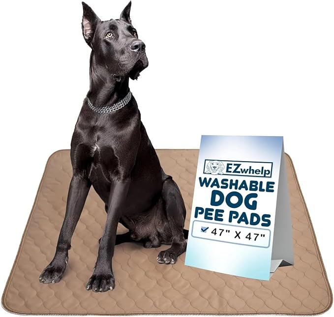 Washable Pee Pads for Dogs - Waterproof Reusable, 47 x 47 in | Durable lightweight training pads with rounded corners and laminated waterproof design for whelping and pet essentials