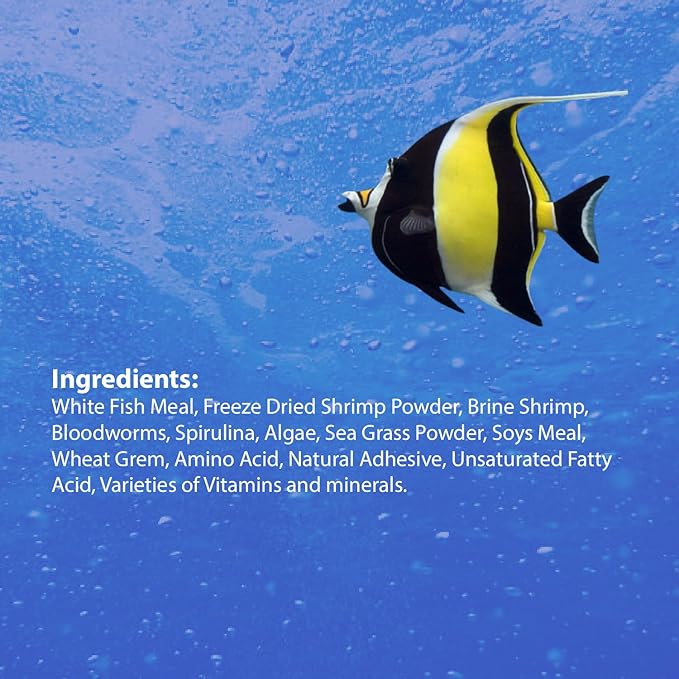 Marine Fish Food (2.56 Oz), Marine Fish Pellets for Small Fish, Balanced Diet, Support Health, Saltwater Fish Food, Small Pellets Marine Fish Food