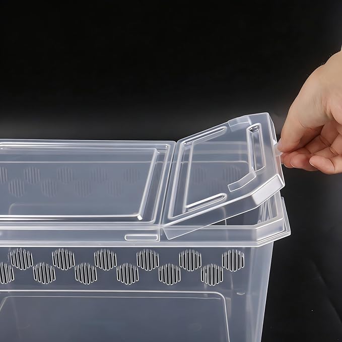 3Pcs Reptile Feeding Box Set, 3-Size Plastic Reptile Critter Keeper with Tags, for Isopods Snails Sling Geckos Frog Spiders Turtles Scorpion Serpents Tarantulas and Breeding Worms(Clear)