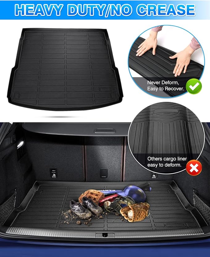 Cartist Cargo Liner Compatible with 2018-2023 2024 2025 Audi Q5 / SQ5 (No Hybrid Models) All Weather Trunk Mat High Side Waterproof Black TPE