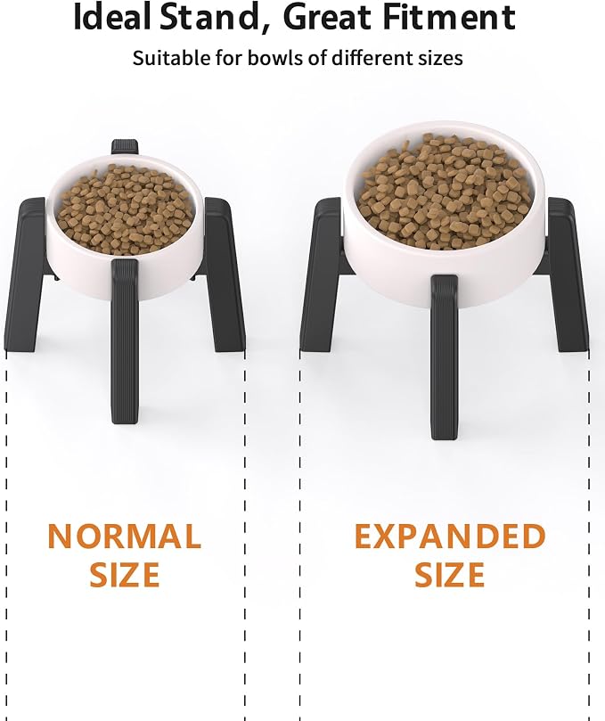 Dog Bowl Stand with Adjustable Width [Stand Only] | Elevated Pet Water & Food Bowl for Medium Dogs, Stable and Anti-Slip Raised Bowl