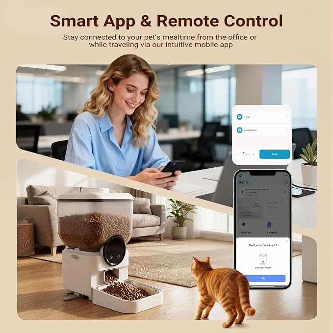 6.5L Automatic Cat Feeder, Smart Pet Food Dispenser for Cats & Dogs, WiFi Enabled, Freshness Preservation, Anti-Clogging Design & Dual Power Supply