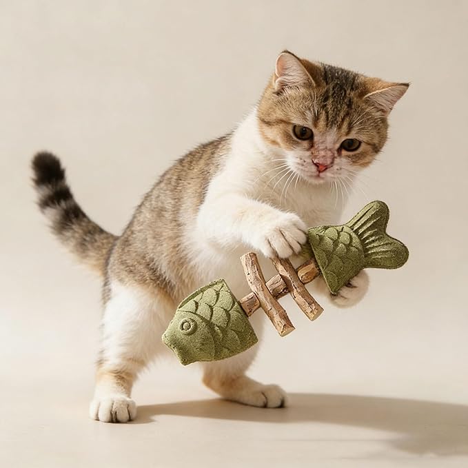Purrident - Fix Cat Dental Health - Natural Dental Chew for Cats, Fishbone Shape Cat Teething Toy with Catnip, Durable Feline Tooth Care Tool for Indoor & Adult Cats (3CPS-C)