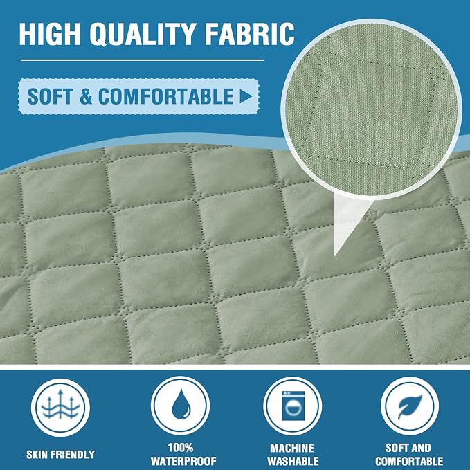 H.VERSAILTEX Couch Cover, Sofa Cover 2 Cushion Couch, Dog Couch Cover Protector, Furniture Covers for Pets, 100% Waterproof Cover with Non-Skid Backing & Elastic Straps(Loveseat, Pale Aqua)