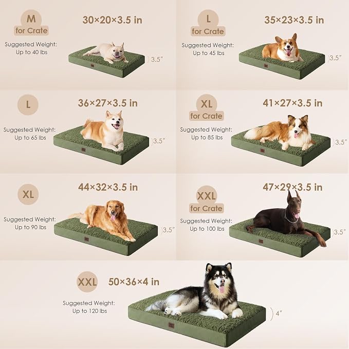 EHEYCIGA Orthopedic Dog Bed Extra Large with Removable Washable Cover, 44IN | Egg Crate Foam Support, Durable Oxford fabric, Non-Slip Bottom, Machine Washable, Soft Waterproof Plush Pet Bed Mat For Crate