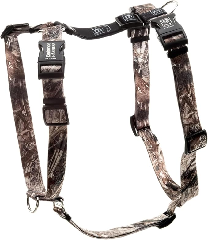 Blue-9 Buckle-Neck Balance Harness, Fully Customizable Fit No-Pull Harness, Ideal for Dog Training and Obedience, Made in The USA, Camo, Large
