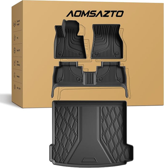 X6 Floor Mats & Cargo Liners Compatible with 2020-2025 2026 BMW X6 | AOMSAZTO All Weather Floor Mats for X6 Accessories Anti Skid Floor Liners Trunk Mat
