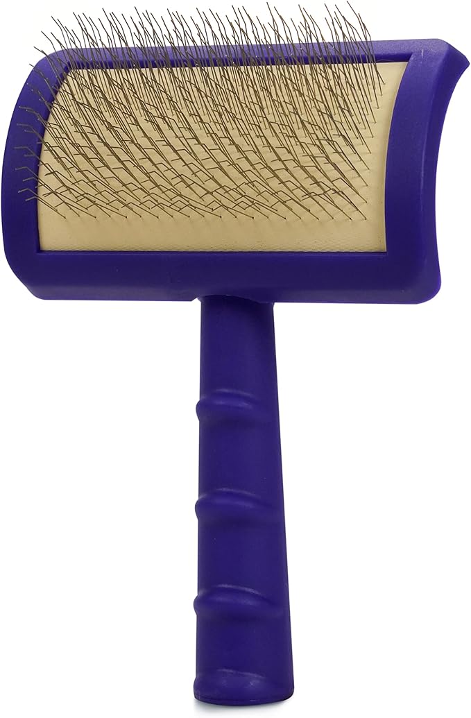 Chris Christensen Universal Slicker Brush and Ice on Ice Finishing Spray Grooming Bundle - Purple, Small - For All Breeds and Coat Types, Detangling, Extra Large Pins, Ready to Use, 16 oz