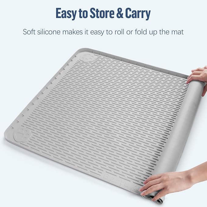 Pee Pad Holder for Dogs 40''x40'' Silicone Puppy Pee Pad Tray, Light Grey | Extra Large Dog Potty Tray Leak-Proof, High Edge, No Spill Training Pads for Floor Protection, No Pee Pads