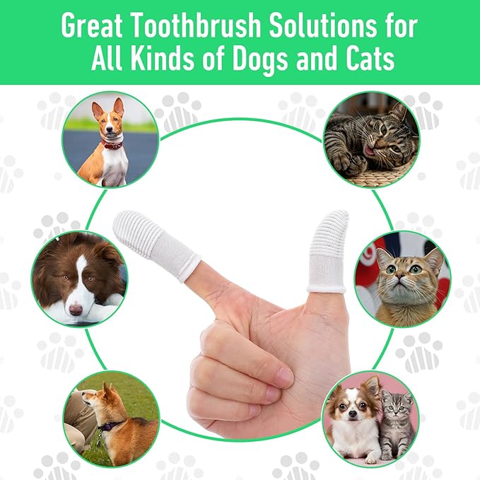 YUIANLB 20 Pcs Pet Dental Care Kit Finger Toothbrush Oral Cleaning Wipes Soft Washable Fabric Freshens Breath Reduces Plaque Tartar Complete Oral Hygiene Set for Puppies Kittens at Home