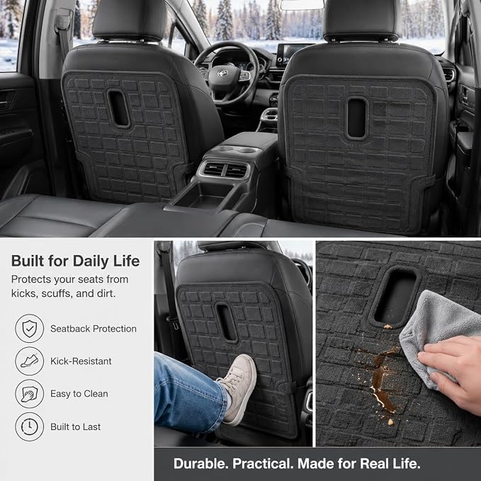 Kick Mats for 2023 2024 2025 2026 Honda Pilot 6 Seats, 2nd Row Backrest Mat All Weather Cargo Mat TPE Cargo Liner Trunk Liner Back Seat Cover Protector for Pilot Car Accessories