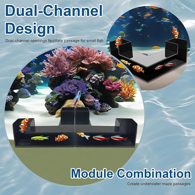 Black Aquarium Cave for Fish and Shrimp – Fish Tank Tunnel Hideout, Natural Decorative Tank Ornament for Betta, Shrimp, and Small to Medium Aquatic Tanks