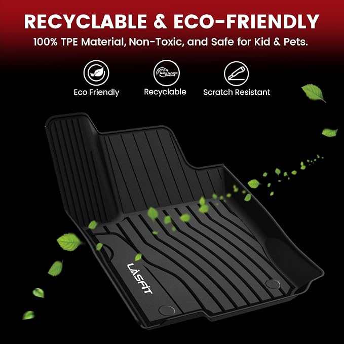 LASFIT Floor Mats for Mercedes Benz GLC 2016-2022, GLC300 / GLC350e / GLC43 AMG / GLC63 AMG / GLC63 AMG S, Custom Fit All Weather TPE Mercedes GLC SUV&Coupe Floor Liners, 1st & 2nd Row Set, Black