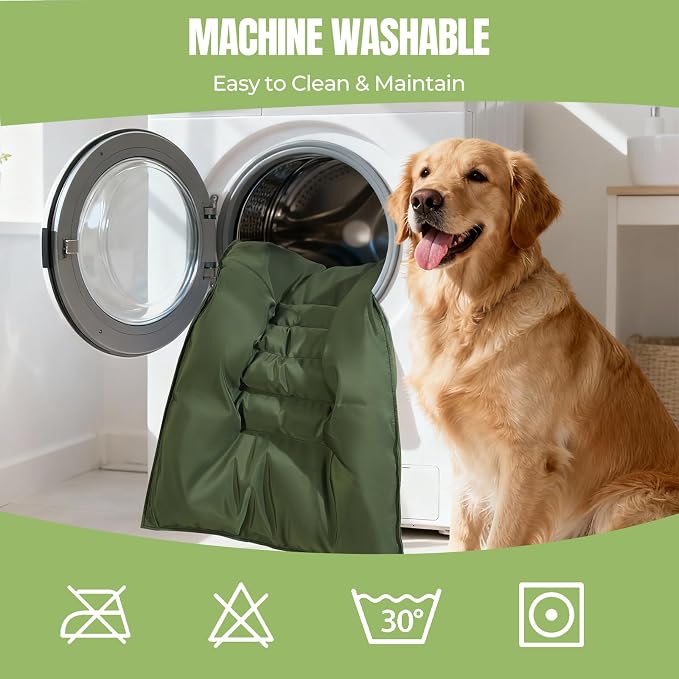 Chew Proof Indestructible Dog Bed,Medium (22"x35"),Green | Durable,for Aggressive Chewers,Tough,chew resistant, non chewable,Machine Washable & Waterproof,Indoor Outdoor