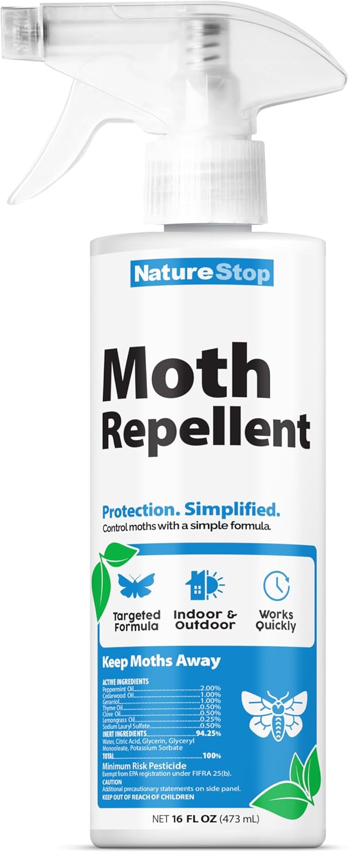 Moth Repellent Spray – Helps Deter Moths from Closets, Clothing & Fabric Surfaces, 16 oz (475mL)