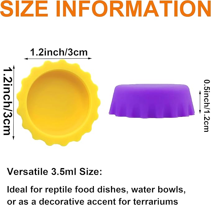 Meow&Woof 8 Pcs Reusable Silicone Reptile Feeding Cups – Bearded Dragon Water Bowl & Crested Gecko Food Dish, Habitat Tank Starter Kit Accessories for Turtle, Snake, Hermit Crab
