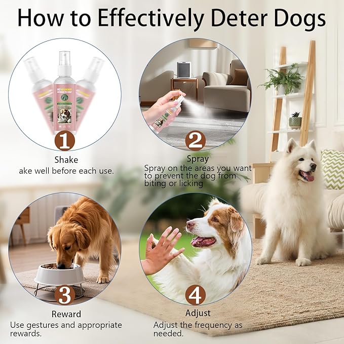 Bitter Apple Spray for Dogs to Stop Chewing No Chew Spray for Dogs Effectively Protect The Safety of Furniture,Plant,Shoes, Etc Safe and Alcohol-Free (Pink)