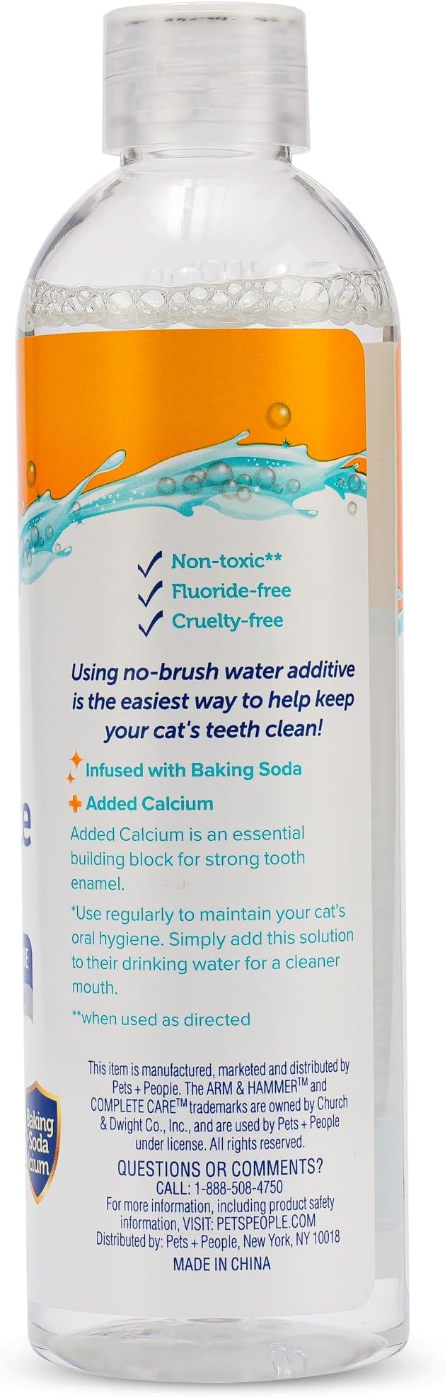 Arm & Hammer Complete Care Dental Water Additive for Cats, Cat Breath Freshener, Cat Mouth Wash or Dental Rinse, Simply Add to Pet Drinking Water for Fresher Breath, Value Size 8 FL OZ - 2 Pack