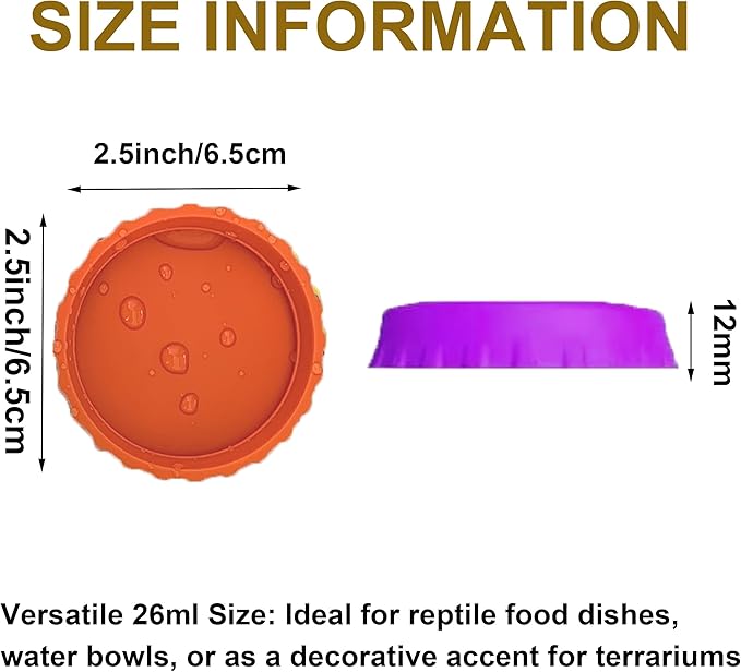 Bearded Dragon Food Dish, Reptile Water Bowl, Silicone Shallow Feeding Bowls, Terrarium Tank Accessories for Tortoise Frog Lizard Turtle Snake, Habitat Decor Supplies - 6 PCS Food - Grade Feeder