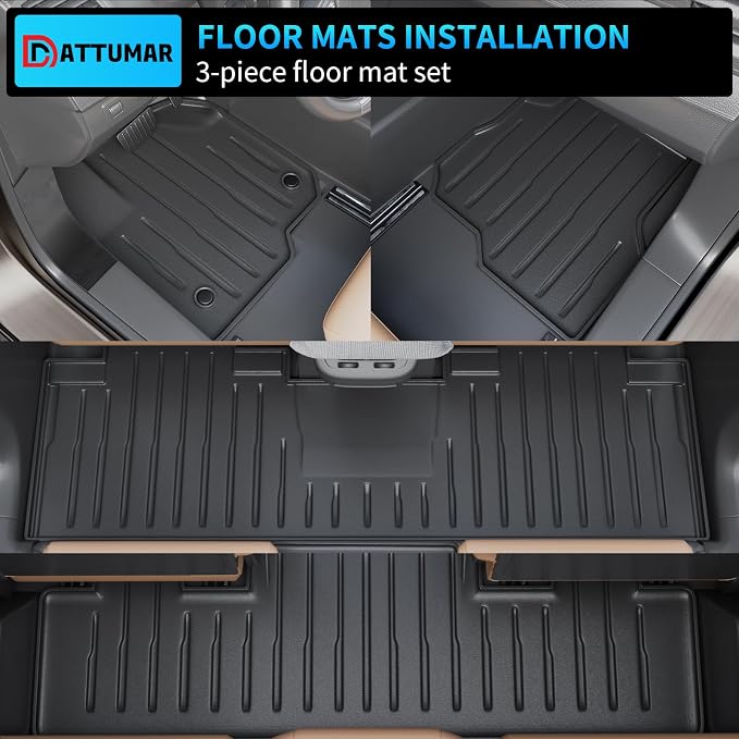 Floor Mats Compatible with 2018-2024 Ford Expedition 7-Seater (Not Fit Max) Cargo Liner Trunk Mat Back Seat Cover 2023 Expedition Accessories (Trunk Mat+3rd Row Backrest Mats+Floor Mats)