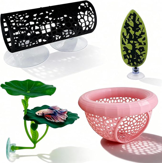 4 Pcs Betta Fish Tank Accessories, Hammock Decorations with Aquarium Decor, Suitable for Betta Fish Toys and Betta Hobbyists