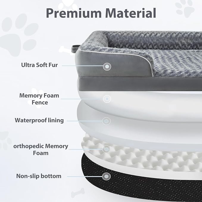 WNPETHOME Orthopedic Washable Human Dog Bed for Adult & Dog Cozy Sleep | Human Size Waterproof Big Soft Dog Couch Sofa Bed for Dogs & Adult Relax with Removable Cover Pet Bed Grey 71x46 Inch