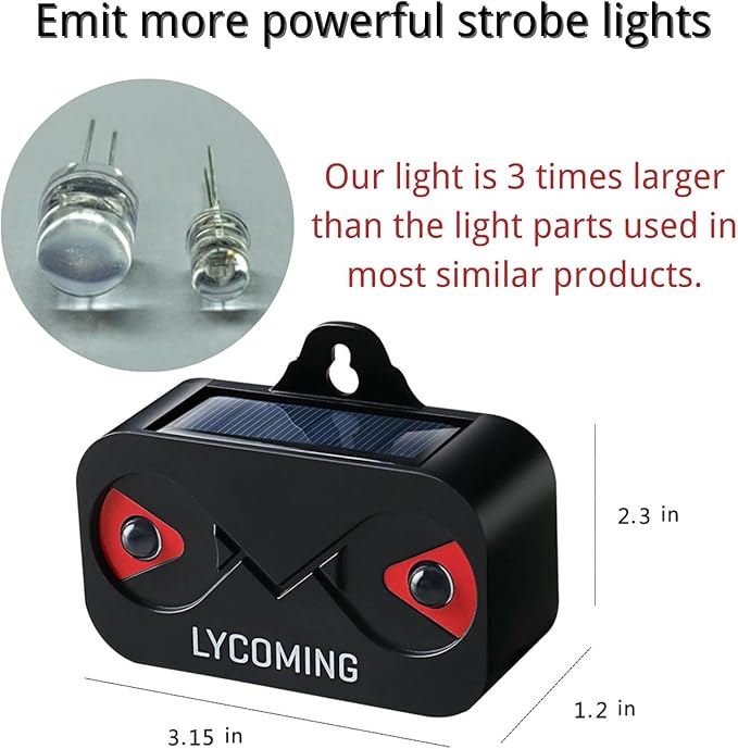 Lycoming Nocturnal Animals Coyote Deterrent Skunk Raccoon Deer Repellent Devices Solar Predator Control with Red LED Strobe Lights for Outdoor Yard Garden 2 Pack