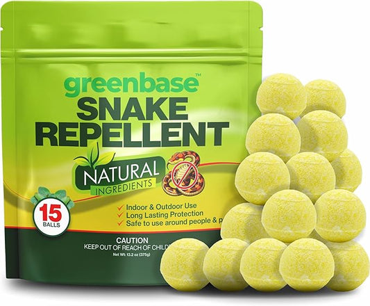 Natural Snake Repellent Balls 15 Pack – Travel, Indoor & Outdoor Snake Deterrent for Yard, Garden, Garage, Camping, RVs, Sheds & Basements | Long-Lasting Protection, Safe for Pets & Plants