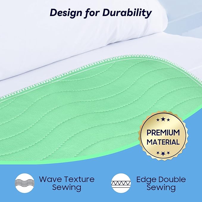 4 Pack 36” x 54” Extra Heavy Absorbency Washable Underpads Bed Pads | WaterProof Nursing Pads Incontinence, Reusable Washable Pee Pads for Dogs, Diaper Changing & Adults, Mattress Protector