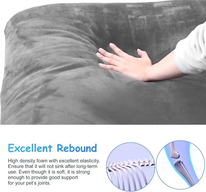Magic Dog Super Comfy Dog Bed for Large Dogs, 47" Extra Large Washable Dog Bed with Removable Cover, Anti-Slip Bottom & High-Density Foam, Jumbo Size XL Dog Mattress