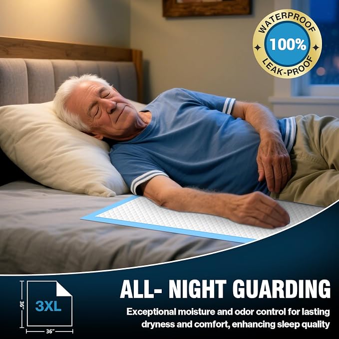 AAY Disposable Bed Pads 36" x 36" (50 Count) , Extra Large Heavy Duty Incontinence Underpads, Super Absorbent 3XL Chucks Pee Pads for Adults, Kids, Pets, Puppy Training