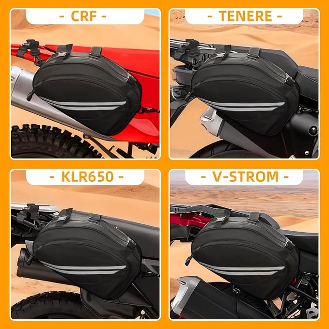 Motorcycle Saddlebags Compatible with Dirt Bike, Dual Sport Motorcross, Motorbike, Racing Mountain Off-Road, Waterproof Motorcycle Bag with Rain Covers (Upgrade 24L)