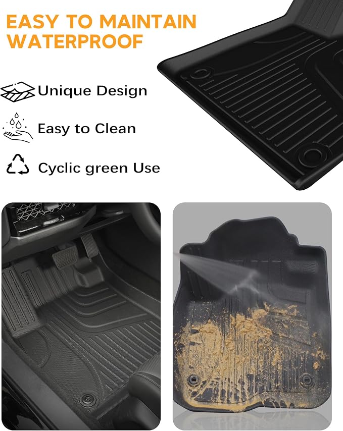 Floor Mats & Cargo Mat & Backrest Mat for Honda Passport 2019-2025 | All Weather Custom Fit Car Floor Liner, 1st & 2nd Row & Trunk Mat, Black (EX-L/TrailSport/Elite/Touring/Sport/Black Edition)