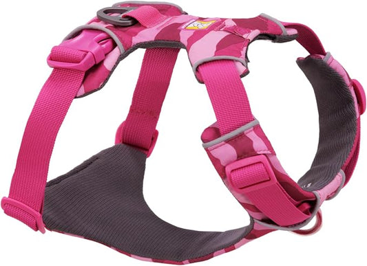 Ruffwear, Front Range Dog Harness, Reflective Soft Padded Everyday Harness with Dual Leash Clips, Adjustable and Lightweight Fit for Training or Walking for All Dogs, Pink Mountains, Medium