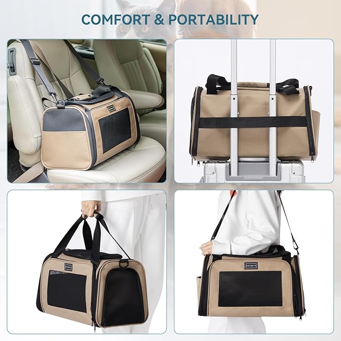 PETSFIT Pet Carrier for Cat, Small Dogs, Khaki