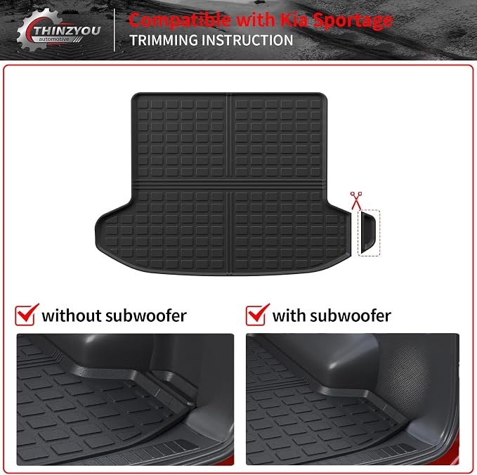 Cargo Mat Compatible with 2023 2024 2025 2026 KIA Sportage Cargo Liner Trunk Liner TPE Back Seat Cover Protector 2025 Sportage Accessories Non-Plug-in Hybrid (Trunk Mat+Backrest Mats)