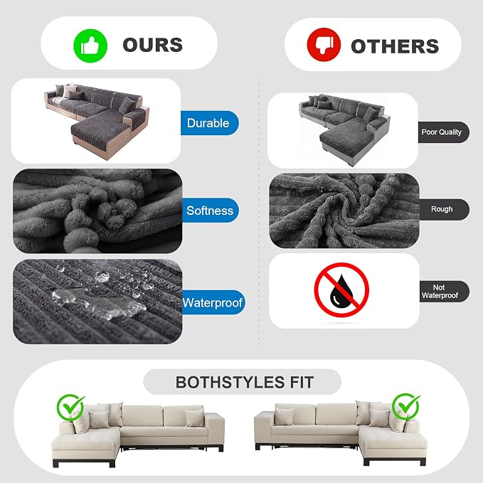 FUANGUI 2 Pack Waterproof Couch Cover for Dogs for Sectional Sofa | Washable Pet Couch Covers for Pets, Non Slip 2 PCS L Shaped Sofa Slipcover, Sofa Covers for 3 Cushion Couch Sofa Pet Friendly