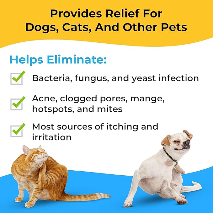 Smiling Paws Pets - Itch Relief Shampoo for Pets - Contains Benzoyl Peroxide - Kills Fleas - Relieves Allergies, Itching, Dermatitis, Mange, Dandruff, Acne, Demodex, Seborrhea, Pyoderma - 12oz