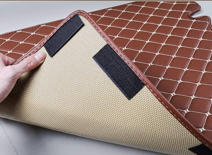 Trunk Liner Cargo Mats for 95% Car Models (Back Seat Protector + Cargo Protector + Both Side Wall Panel) Custom Fit, Full Coverage -Black with Gold Stitching