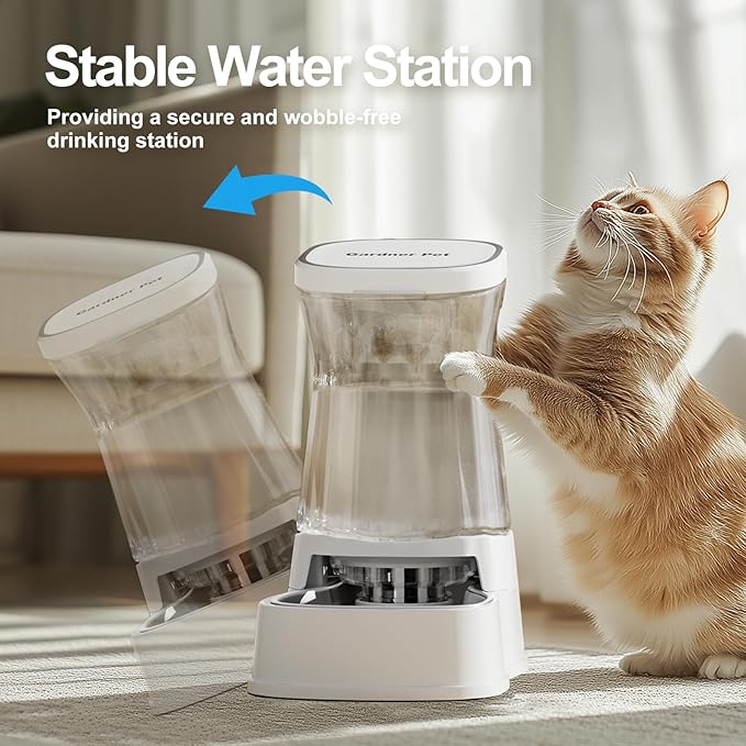 Distributeur d'eau automatique par gravité pour chiens, distributeur d'eau en acier inoxydable de 3,8 litres, distributeur d'eau 100 % sans BPA pour chiens de petite et moyenne taille, chats, chiots (blanc)