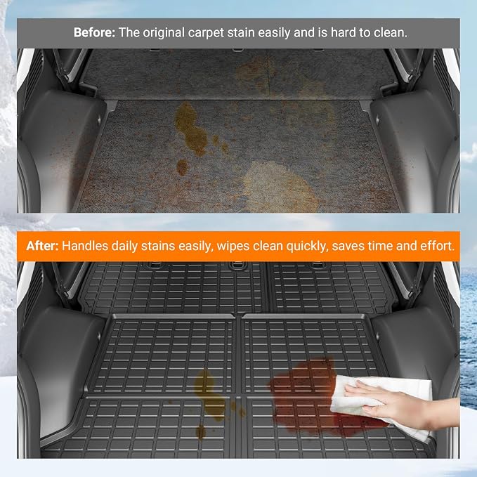 powoq Cargo Mat Compatible with 2022-2024 Ioniq 5 Backrest Mat Trunk Mat TPE Cargo Liner Back Seat Protector Replacement for 2022 2023 2024 Ioniq 5 Accessories (Trunk Mat+Backrest Mats)