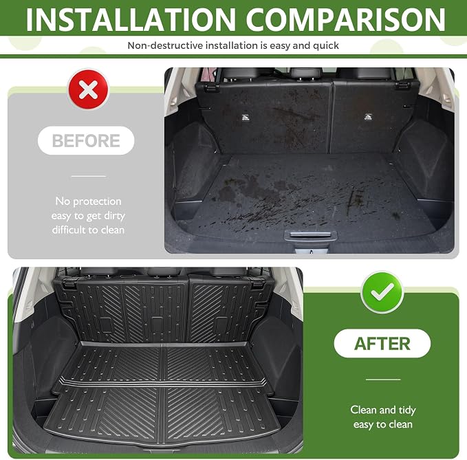 Cargo Liners for 2021-2026 Nissan Rogue Trunk Mat with Seat Back Cover Accessories, All Weather Rear Cargo Mat Backrest Protector(Not for Sport Models)