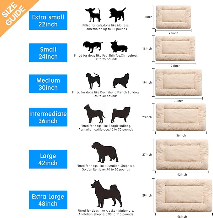 Dog Crate Pad Washable Dog Bed for Crate Small Cozy Mat 22-Inch Cream | Ultra Soft Kennel Pad,Anti-Slip Bottom,Fits for Most Metal Crates,Comfortable Sleeping Pet Mat