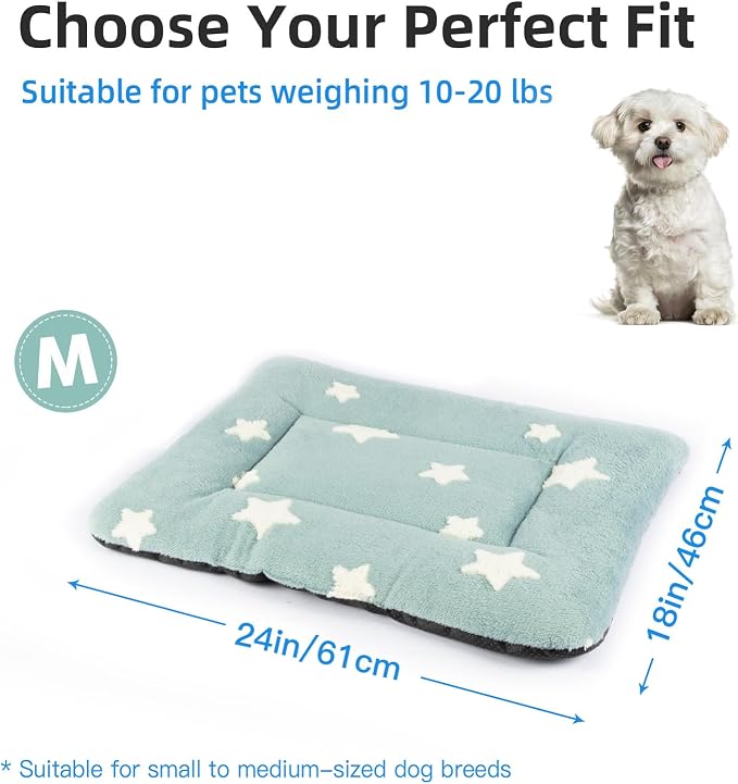 Mora Pets Dog Crate Pad Washable Cat Dog Bed for Crate Flat Pet Kennel Mat | Soft Dog Cat Bed Mat, Puppy Crate Pad for Dog Cage Cozy Sleeping Liner, Cute Pillow Cushion Anti Slip Small 2 Pack 24 x 18