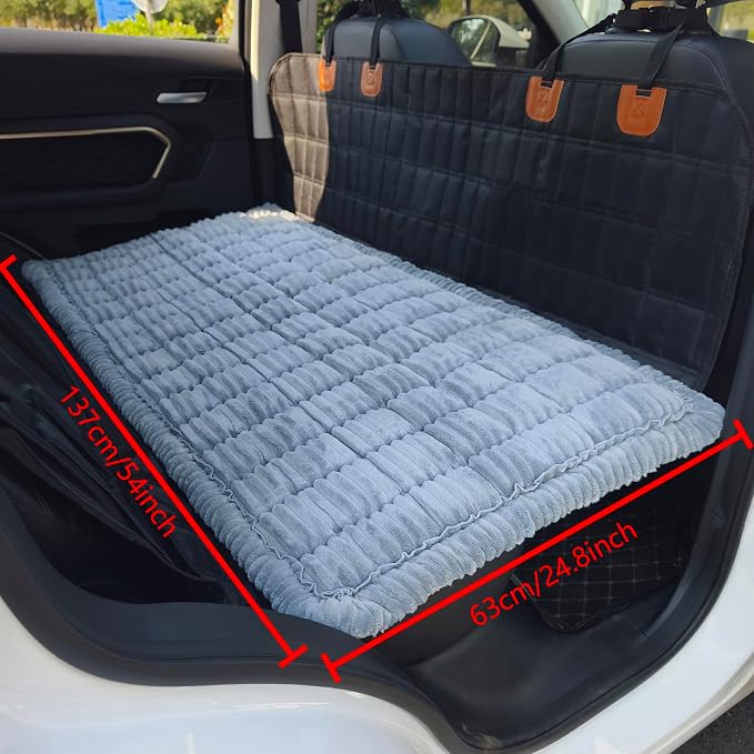 Dog Bed for Car, Backseat Pet Bed Mat, Dog Seat Cover for Car Back Seat, Non-Slip Travel Pet Mat, Fit for Backseat Extenders and Seat Covers (LightGray, 24.8x54inch)