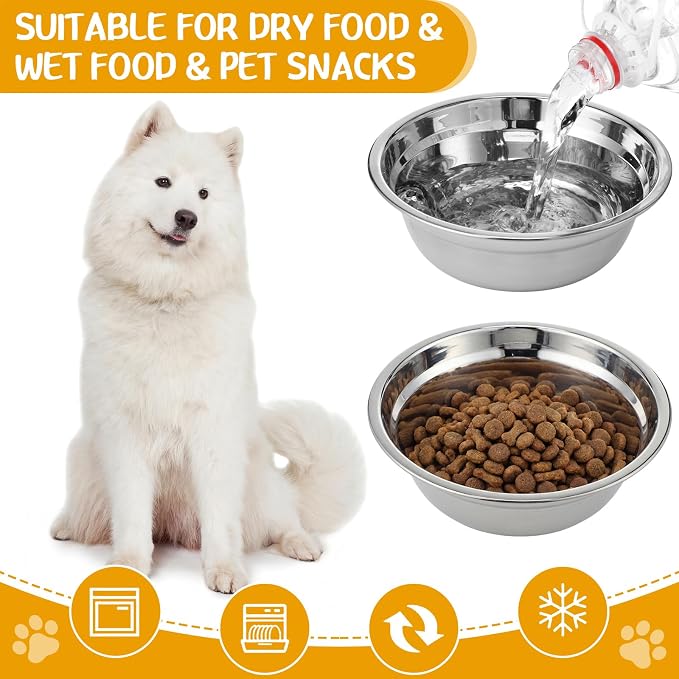 Patelai 8 Pcs Stainless Steel Dog Bowls 7.9" with Silicone Lids Portable Food and Water Dishes for Pets Sealable Containers for Small Medium Dog Cat Indoor (Red,Purple,Green,Blue)