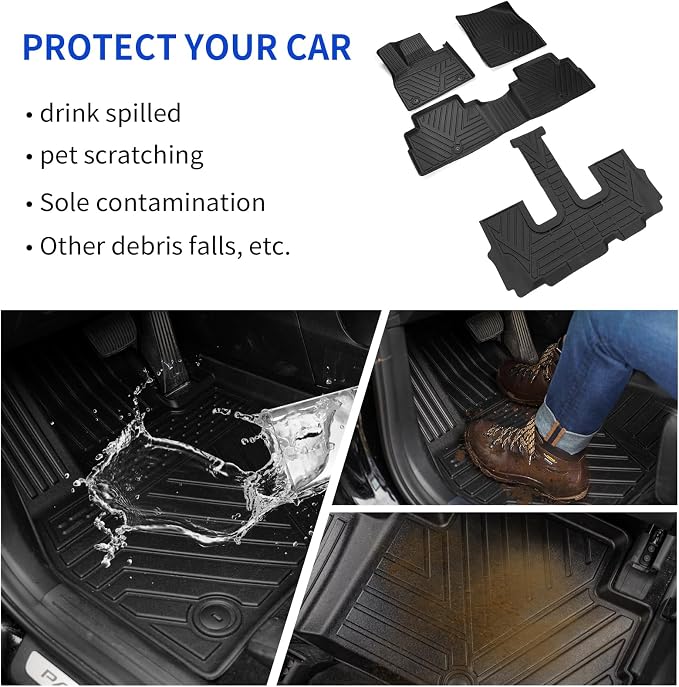 Rongtaod Floor Mats Compatible with 2020-2025 Hyundai Palisade Cargo Mat Cargo Liner Back Seat Protector 2024 Palisade Accessories (Floor Mats+Trunk Mat with Backrest Mats+Sub Trunk Mat)