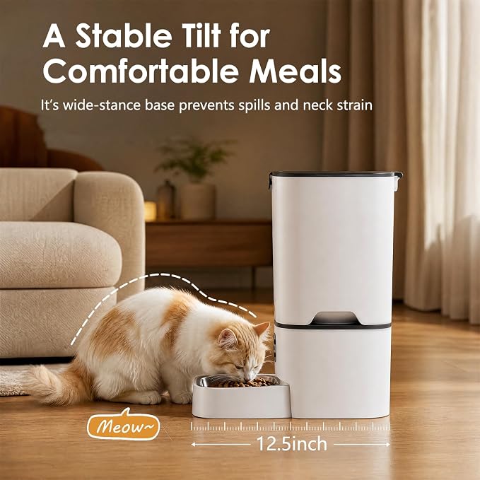 Automatic Cat Feeder 7L, 9 Meals/Day Food Dispenser for Cats Small Dogs | Large Capacity | Programmable Timer | NO APP | Weight / Diet Control | Stainless Steel Bowl | Fresh Food | Dual Power Supply