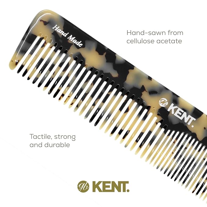 Kent 16T TW Fine Tooth and Wide Tooth Comb for Daily Grooming, Handmade Styling Comb for All Hair Types, Styling and Detangling Combs for Men and Women
